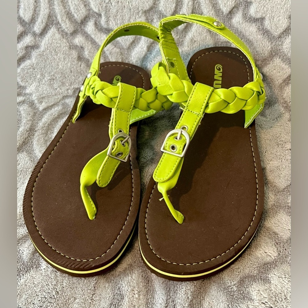 WURL Neon Braided Ankle Strap Sandals Size 8